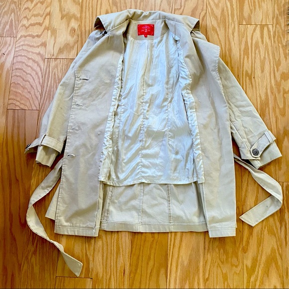 M2M Beige Tan Women’s Small Double Breasted Collared Trench Coat Korean Size 55 - Picture 2 of 12